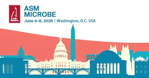 a city skyline with the words asm microbe on it